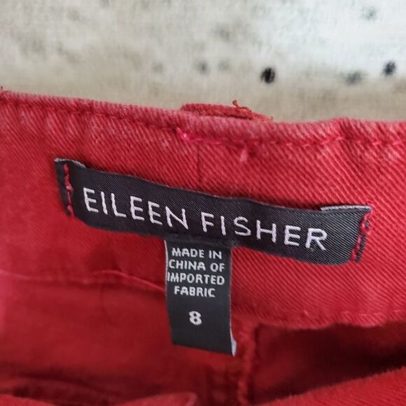 Eileen Fisher red ankle pants jeans size 8 - Picture 3 of 7
